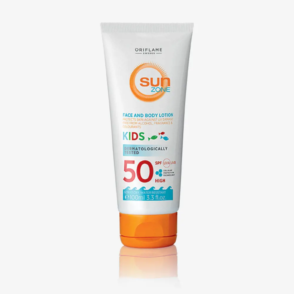 لوسیون ضد آفتاب صورت و بدن سان زون کودکان با SPF 50 بالا